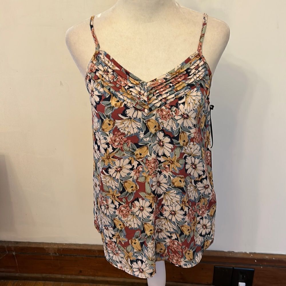 1. State blue burgundy tan spaghetti strap tank top Size XS New